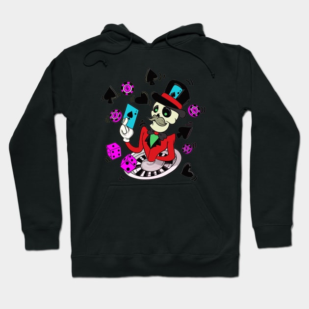 Skeleton Poker Blackjack Skull Hoodie by Trendy Black Sheep